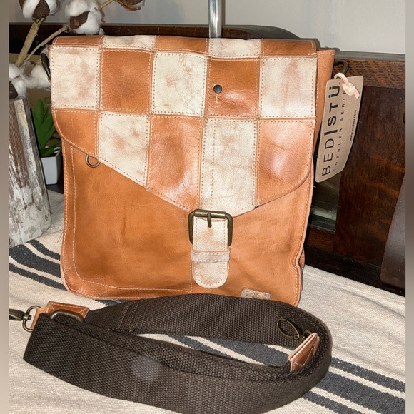 Bed Stu Handbags - NWT Bed Stu Venice Beach II Patchwork Crossbody Bag Tan Rustic Nectar MSRP $295